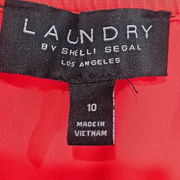 Laundry by Shelli Segal Red Satin Wrap Dress Size 10 - Picture 4 of 6